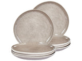 Set of 8 Side Plates Grey Stoneware Kaolin Handmade Reactive Glaze Finish Dessert Plate Kitchen Dining Room Beliani