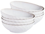Set of 8 Deep Plates Light Grey Stoneware Kaolin Handmade Reactive Glaze Finish Pasta Bowls Kitchen Dining Room Beliani