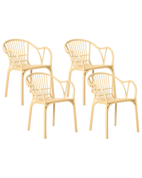 Set of 4 Garden Chairs Beige Polypropylene Lightweight Weather Resistant Plastic Indoor Outdoor Modern Beliani