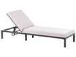 Garden Sun Lounger Light Beige Fabric Black Aluminium Frame Adjustable Reclining Backrest Padded with Quick Dry Foam Modern Style Beliani