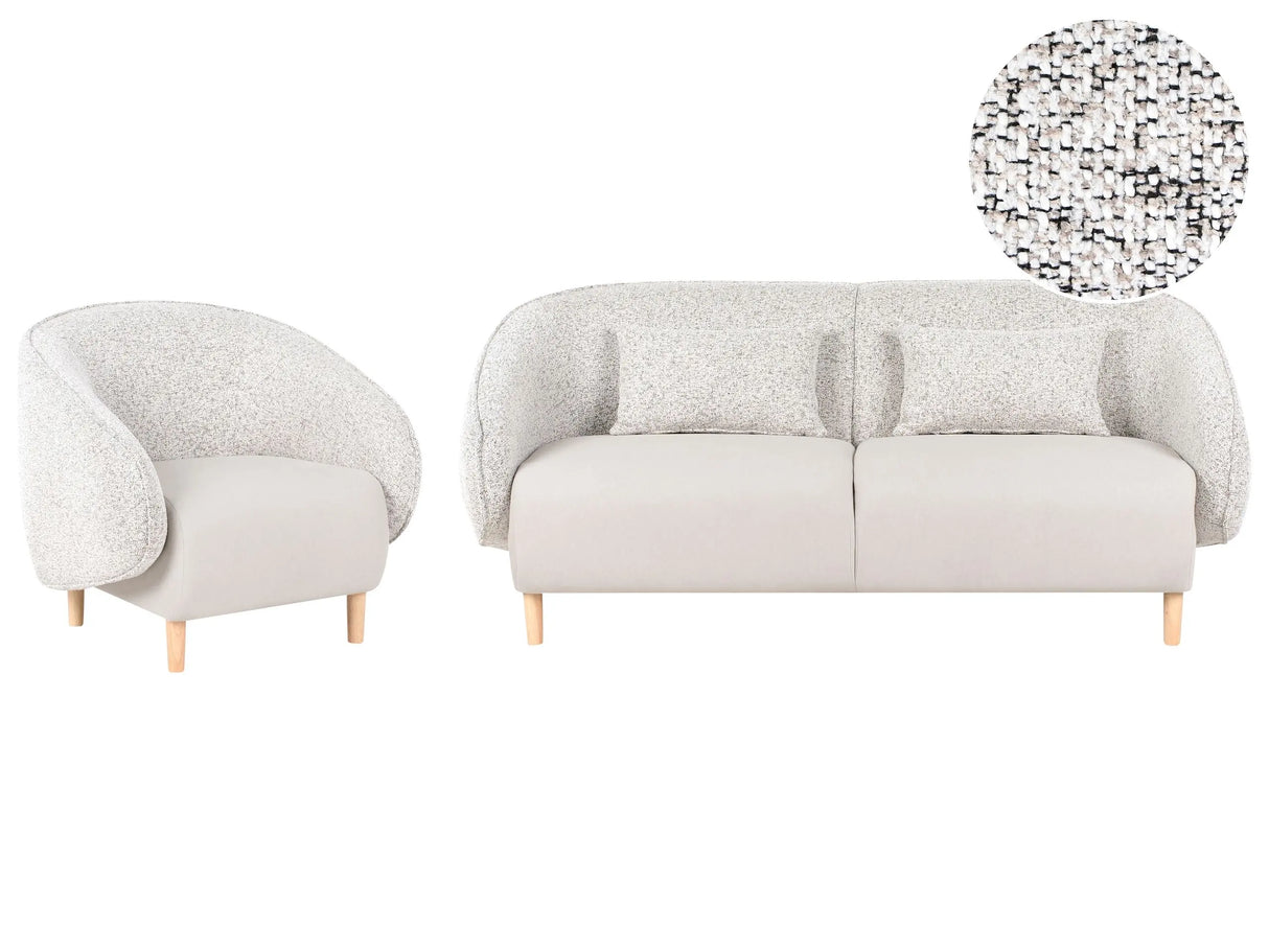 Modern Fabric 4-Seater Living Room Set Light Beige Sofa Armchair Dual Fabric Beliani