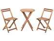 3 Piece Bistro Set Brown Solid Acacia Wood 2 Chairs and Tea Table Folding Slatted Design Beliani