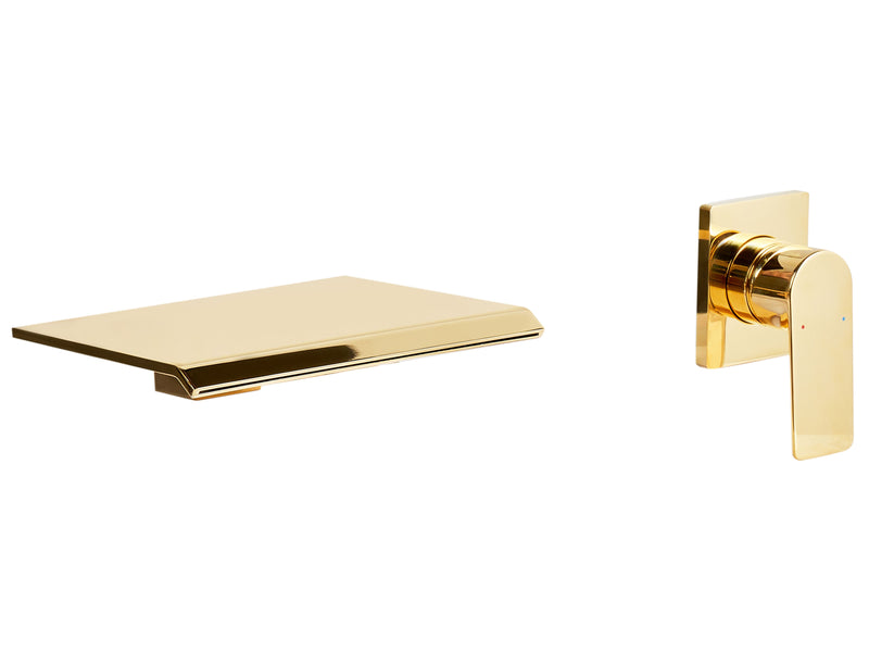 Wall Mounted Basin Mixer Waterfall Tap Gold Brass Single Lever Beliani