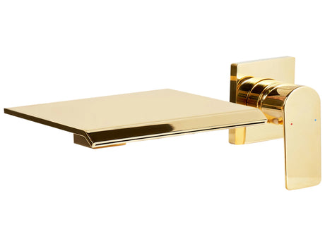 Wall Mounted Basin Mixer Waterfall Tap Gold Brass Single Lever Beliani