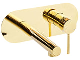 Wall Mounted Basin Mixer Tap Gold Brass Single Lever Beliani