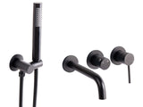 Wall Mounted Bath Mixer Set Black Brass Single Spout Shower Head with Switch Kit Beliani