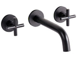 Wall Mounted Basin Mixer Tap Black Brass 3 Tap Hole Dual Lever Beliani