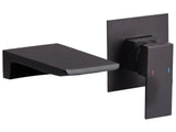 Wall Mounted Basin Mixer Waterfall Tap Black Brass Single Lever Beliani
