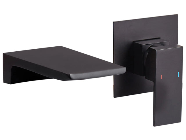 Wall Mounted Basin Mixer Waterfall Tap Black Brass Single Lever Beliani