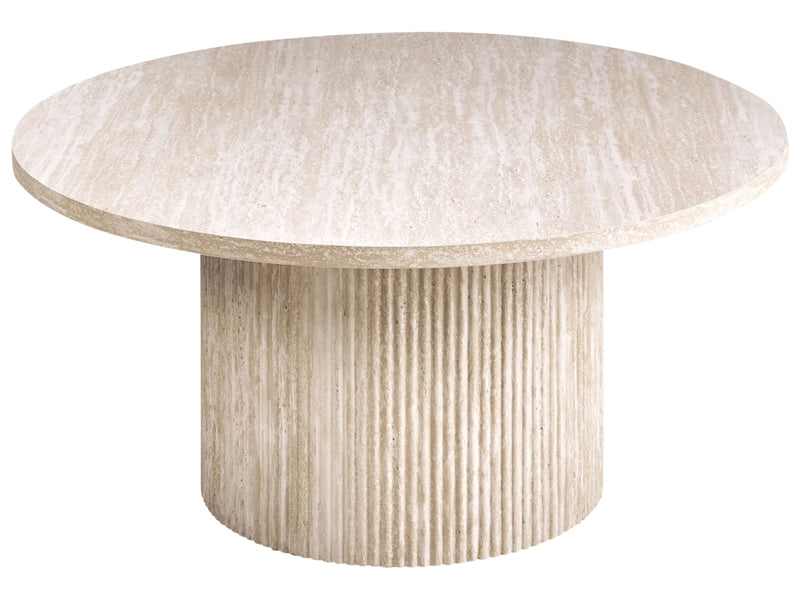 Coffee Table Beige MDF Top Veneer Stone-like Base  80 cm Modern Design Living Room Beliani