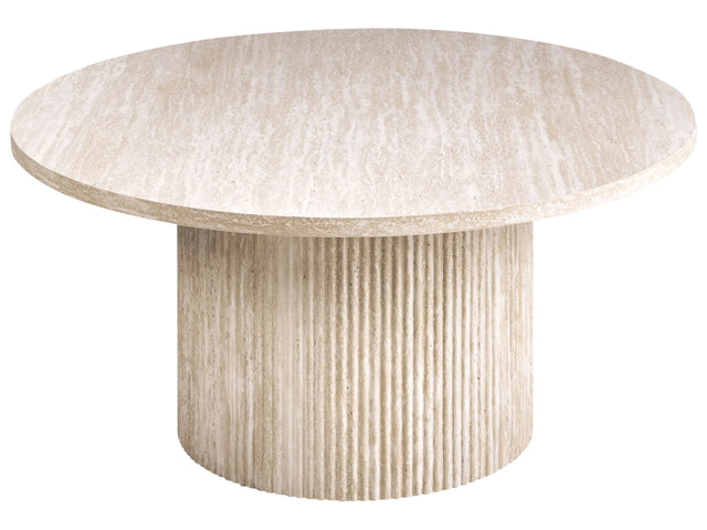 Coffee Table Beige MDF Top Veneer Stone-like Base  80 cm Modern Design Living Room Beliani