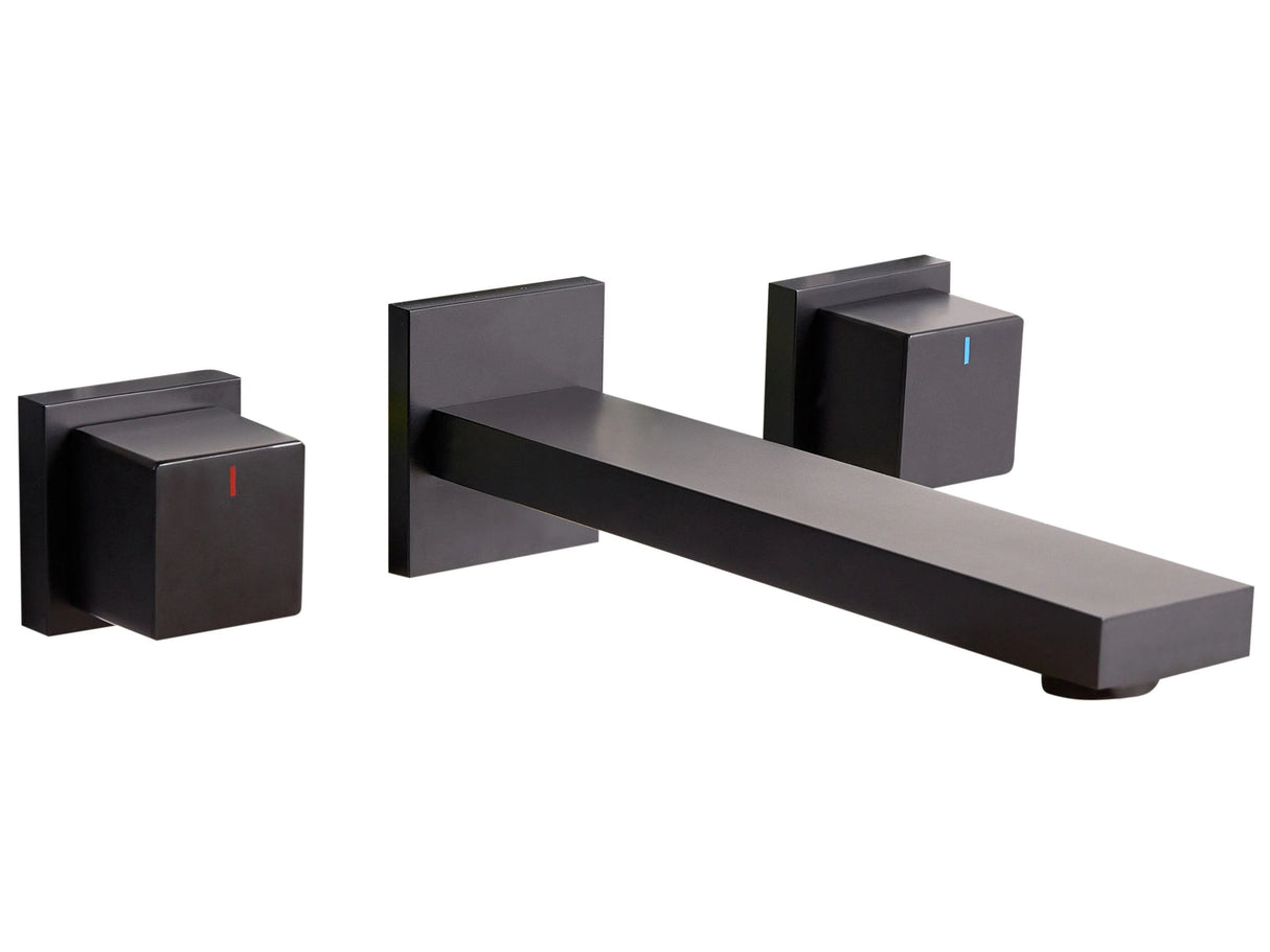 Wall Mounted Basin Mixer Tap Black Brass 3 Tap Hole Dual Lever Beliani