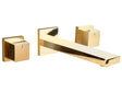 Wall Mounted Basin Mixer Tap Gold  Brass 3 Tap Hole Dual Lever Beliani