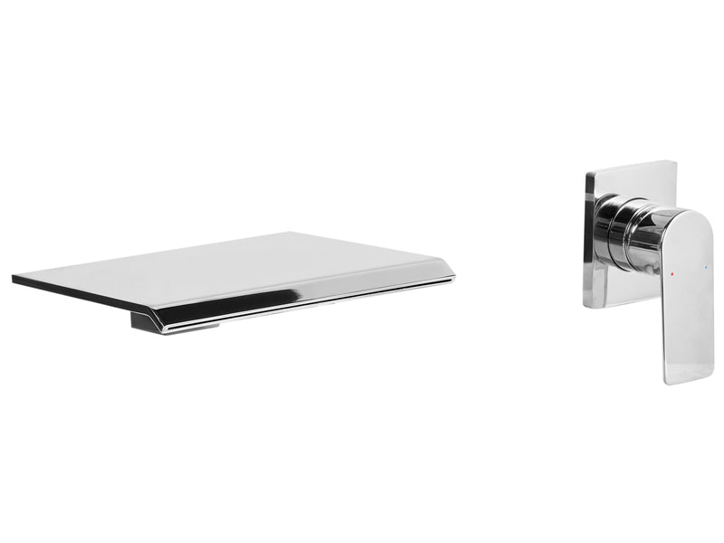 Wall Mounted Basin Mixer Waterfall Tap Silver Brass Single Lever Beliani