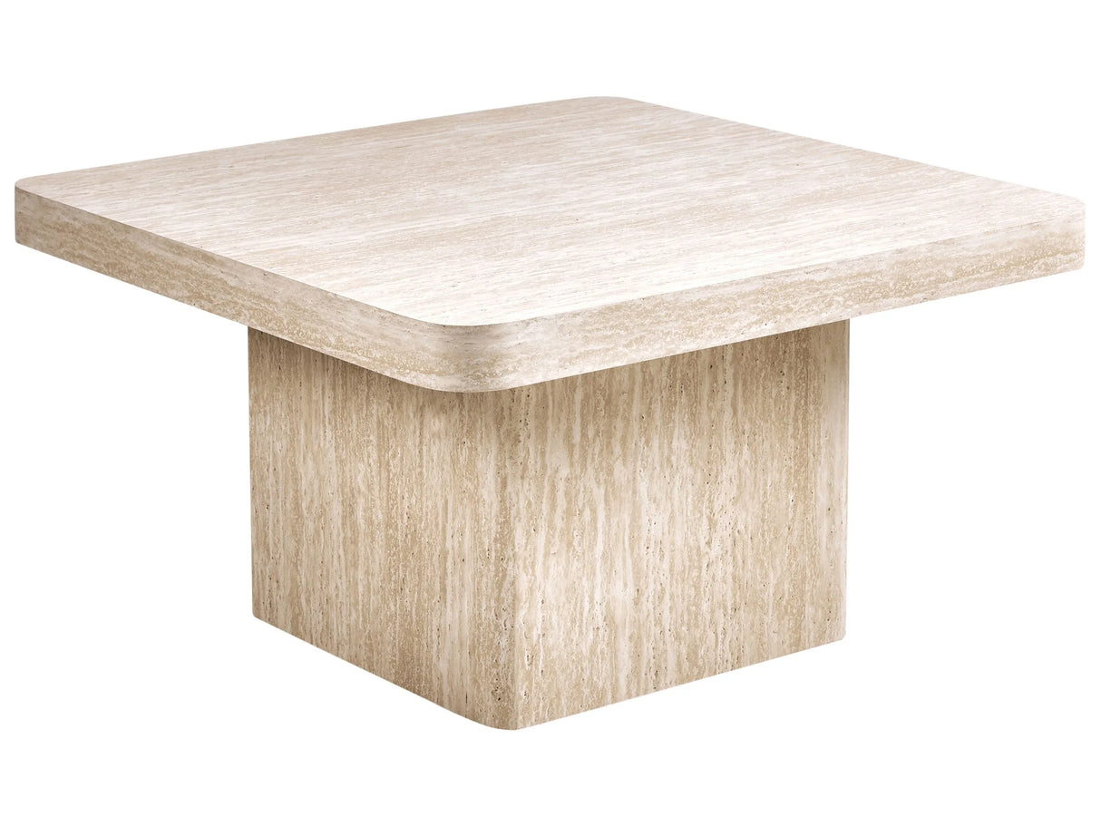 Coffee Table Beige MDF Top Veneer Stone-like Base 80 x 80 cm Modern Design Living Room Beliani