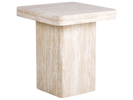 Side Table Beige MDF Top Veneer Stone-like Base 50 x 50 cm Modern Design Living Room Beliani