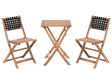 3 Piece Bistro Set Brown and Black Solid Acacia Wood 2 Chairs and Tea Table Folding Slatted Design Beliani