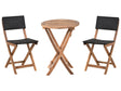 3 Piece Bistro Set Brown Solid Acacia Wood 2 Chairs and Tea Table Folding Slatted Design Beliani