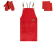 Kitchen Textiles Set Red Apron Oven Gloves Cloths Cooking Set Kitchen Beliani
