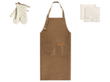 Kitchen Textiles Set Brown Apron Oven Gloves Cloths Cooking Set Kitchen Beliani