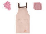 Kitchen Textiles Set Pink Apron Oven Gloves Cloths Cooking Set Kitchen Beliani