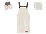 Kitchen Textiles Set Beige Apron Oven Gloves Cloths Cooking Set Kitchen Beliani