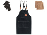 Kitchen Textiles Set Black Apron Oven Gloves Cloths Cooking Set Kitchen Beliani
