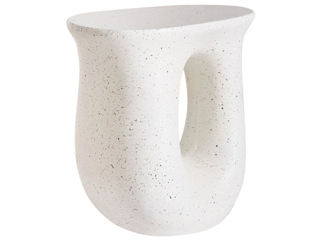 Accent Side Table Off-White Terrazzo Effect MgO Fiberglass 42 x 28 cm UV Stain Rust Water Wind Resistant Boho Modern Outdoor Living Room Beliani