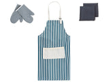 Kitchen Textiles Set Blue Apron Oven Gloves Cloths Cooking Set Kitchen Beliani