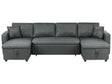 Corner Sofa Bed Dark Grey Fabric Upholstered U Shaped 5 Seater with Storage Beliani