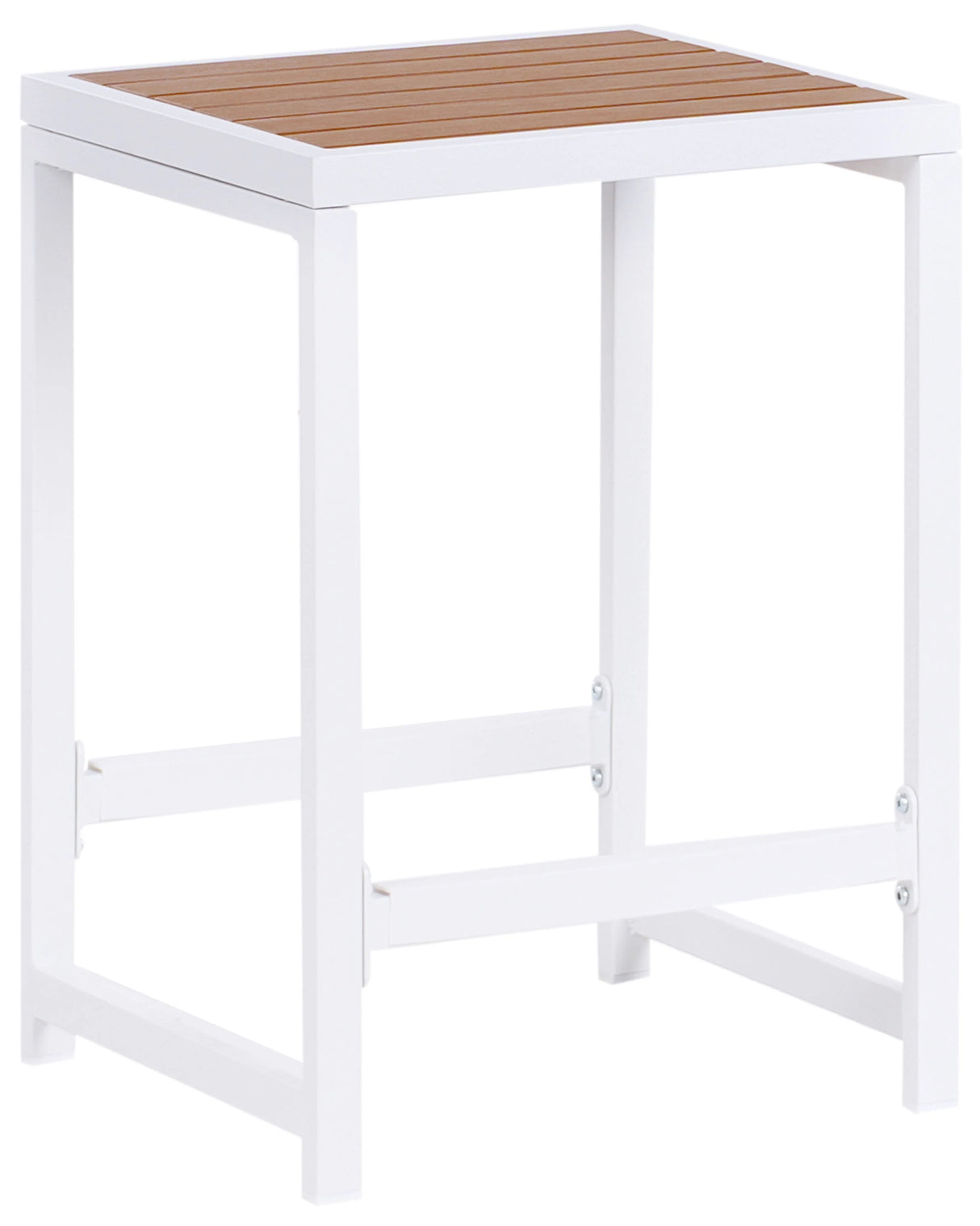Outdoor Garden Stool White Steel Base Polywood Seat Modern Patio Footstool Beliani