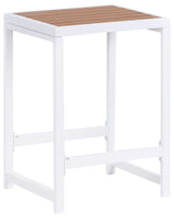 Outdoor Garden Stool White Steel Base Polywood Seat Modern Patio Footstool Beliani
