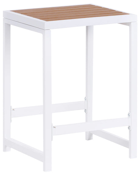 Outdoor Garden Stool White Steel Base Polywood Seat Modern Patio Footstool Beliani