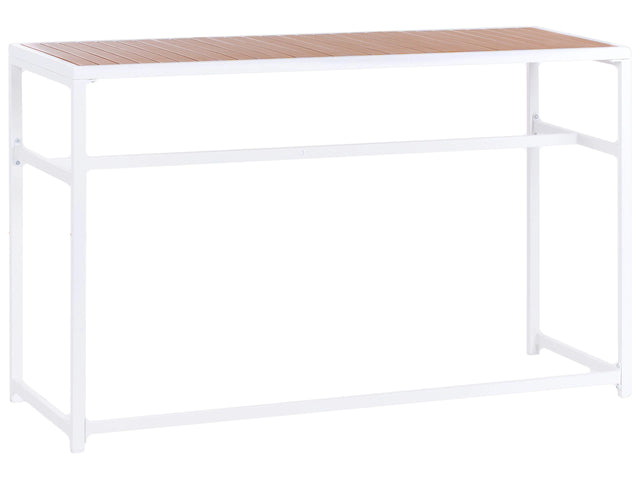 Garden Dining Table White Metal Base Polywood Top 150 x 50 cm 4 Seater Rectangular Indoor Outdoor Rustic Beliani