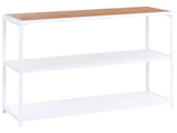 Outdoor Kitchen Island White Steel Polywood Top 150 x 50 x 90 cm  2 Shelves Unit with Top Garden Kitchen Dining Beliani