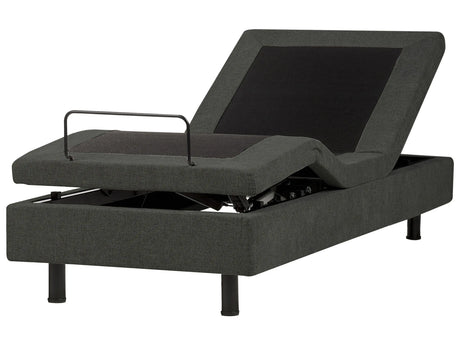 Electric Bed Dark Grey Polyester EU Small Single 2ft6 Remote Control Adjustable without Headboard Beliani