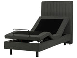 Electric Bed Dark Grey EU Single 3ft Remote Control Adjustable Fabric Upholstery Beliani
