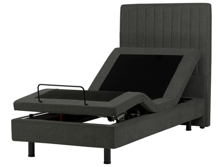 Electric Bed Dark Grey EU Single 3ft Remote Control Adjustable Fabric Upholstery Beliani