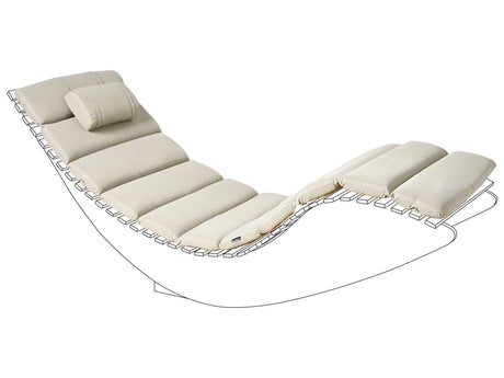 Sun Lounger Pad Cushion Taupe  Polyester UV Resistant with Ties and Headrest Thick Cushion Beliani