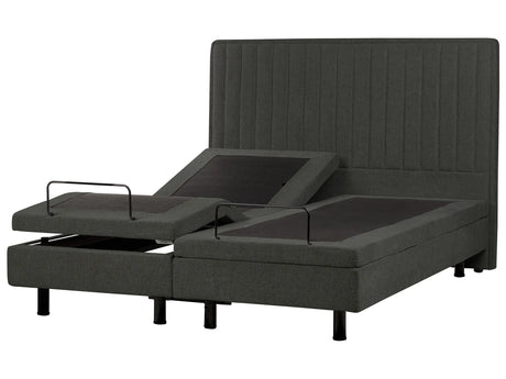 Electric Bed Dark Grey EU King Size 5ft3 Remote Control Adjustable Fabric Upholstery Chenille Beliani