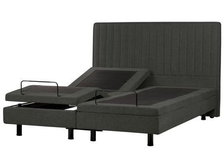 Electric Bed Dark Grey EU Super King Size 6ft Remote Control Adjustable Fabric Upholstery Beliani