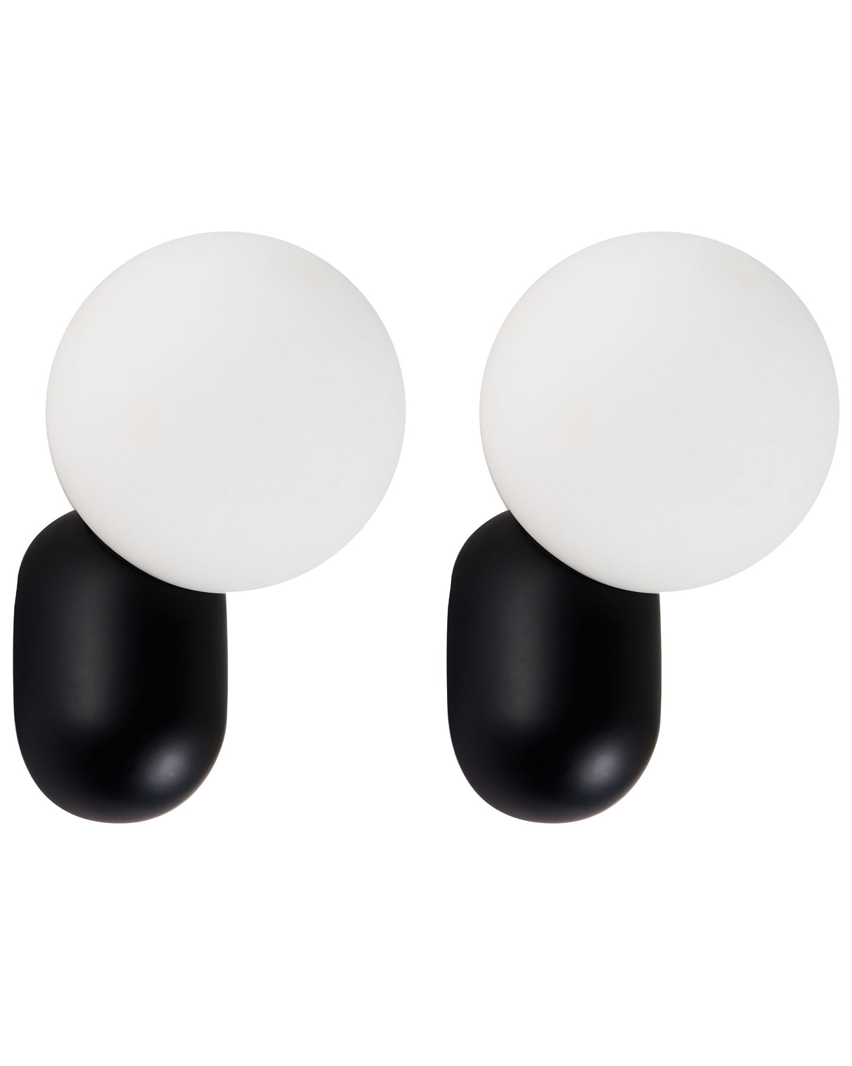 Set of 2 Wall Lamps Black Resin Opaque Glass Globe Lampshade Vintage Style Beliani