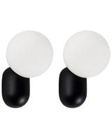 Set of 2 Wall Lamps Black Resin Opaque Glass Globe Lampshade Vintage Style Beliani