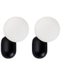 Set of 2 Wall Lamps Black Resin Opaque Glass Globe Lampshade Vintage Style Beliani