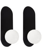 Set of 2 Wall Lamps Black Metal Opaque Glass Globe Lampshade Vintage Style Beliani