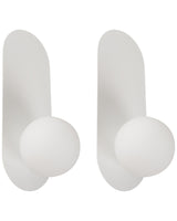 Set of 2 Wall Lamps White Metal Opaque Glass Globe Lampshade Vintage Style Beliani