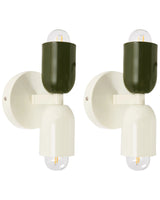 Set of 2 Wall Lamps Off-White Metal Shades Two-Light Up-Down Wall Mounted Lamps Scones Beliani