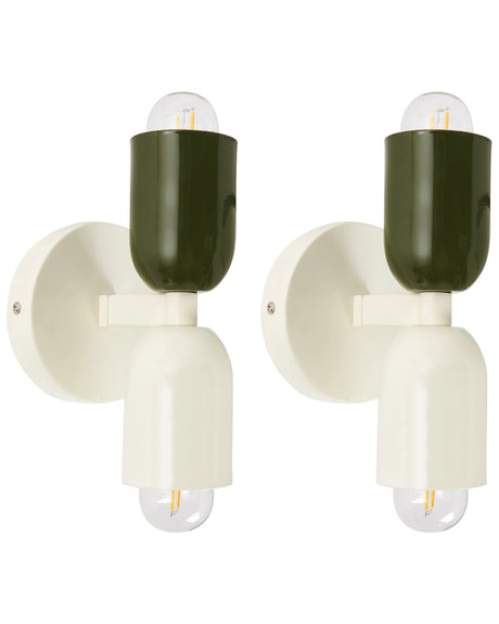 Set of 2 Wall Lamps Off-White Metal Shades Two-Light Up-Down Wall Mounted Lamps Scones Beliani