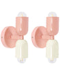 Set of 2 Wall Lamps Pastel Pink Metal Shades Two-Light Up-Down Wall Mounted Lamps Scones Beliani