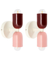 Set of 2 Wall Lamps Multicolour Metal Shades Two-Light Up-Down Wall Mounted Lamps Scones Beliani